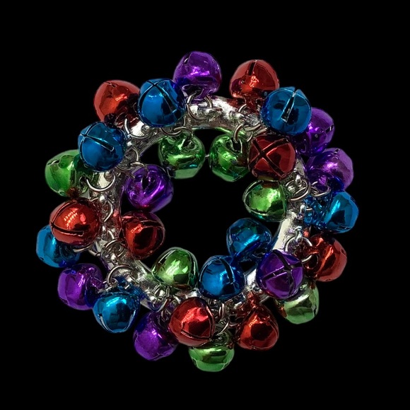 Multi Colored Christmas Bell Wreath Brooch - Picture 2 of 6